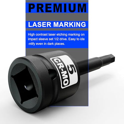 1/2" Drive 5 mm Hex Impact Bit Socket, H5 Allen Bit Socket, Metric, Cr-Mo Steel, Automotive Repair Industrial Maintenance and DIY Enthusiasts Alike - size: 1/2" H5 Deep
