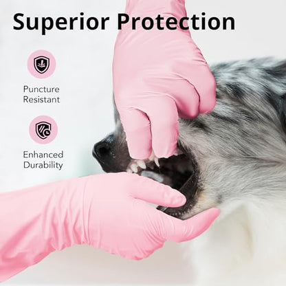 SwiftGrip Disposable Nitrile Dishwashing Gloves, Extended 12 Inches Cuff, 6-mil, Cherry Blossom Cleaning Gloves, Latex-Free - size: Medium