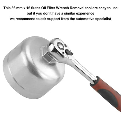 86mm with 16 Flutes Oil Filter Wrench Compatible with Volvo XC90 XC70 S60 S40 C70 S80 V40 V70, Compatible with BMW X3 328i 535i 128i 135i 135is 228i 320i 325i 325xi 330i - style: 86mm 16 flutes