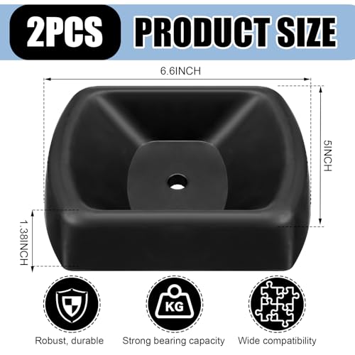Threehoney 2 Pcs Jack Wheel Chock Rubber Caster Trailer Jack Caster Wheel Dock Heavy Duty 6 Inch Stabilizer Single Stopper Transport for Travel Trailer Cargo Camper Boat Roller Stopper