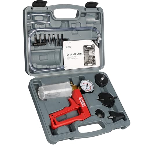 SMART JERRY Brake Bleeder Kit with Hand Vacuum Pump, 2026 Quality Upgraded | Power Steering Vacuum Bleeder, One Person Brake Fluid Pump for Brake Bleeding, Brake Bleed Pump with Pressure Gauge