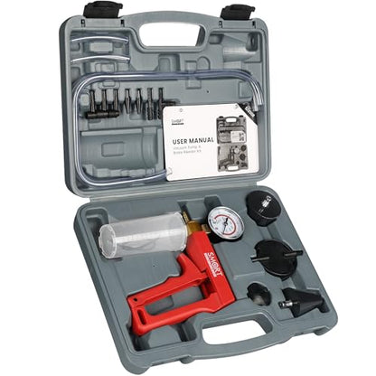 SMART JERRY Brake Bleeder Kit with Hand Vacuum Pump, 2026 Quality Upgraded | Power Steering Vacuum Bleeder, One Person Brake Fluid Pump for Brake Bleeding, Brake Bleed Pump with Pressure Gauge