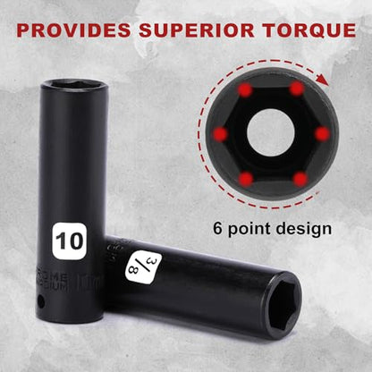 Mayouko 56PCS 1/4 Inch Drive Impact Socket Wrench Set, SAE/Metric, Deep/Shallow, 6 Point, CR-V, 5/32 Inch - 9/16 Inch, 4mm - 15mm, 72 Teeth Ratchet Handle, With Extensions, Adapters, Universal Joint - size: 56PCS With Accessory&Ratchet