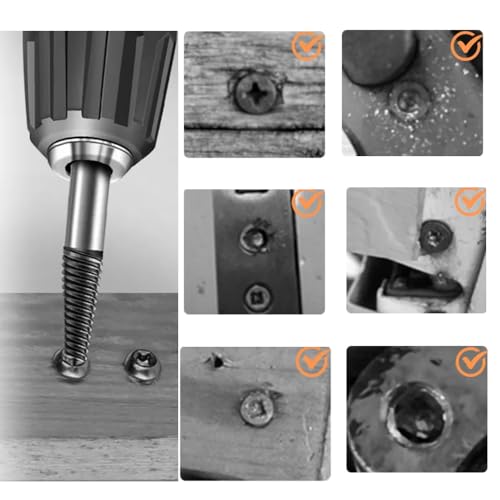 6PCs Damaged Screw Extractor Kits, Chrome-vanadium Steel Stripped Screw Extractor Broken Bolt Extractors Kit, Easy Out Damaged Bolts Remover Tool