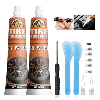 Tire Repair Glue Kit 100ml,Tire Sidewall Rubber Cement Black 3.38floz | Bike Tire Repair Adhesive Kit, Professional Bonding Glue for Car, Motorcycle, Bicycle