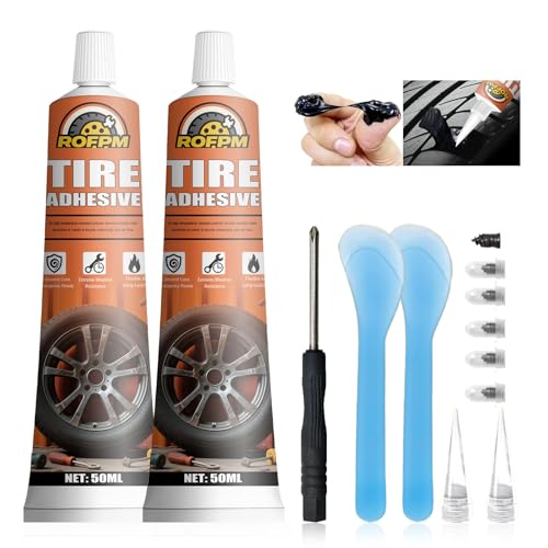 Tire Repair Glue Kit 100ml,Tire Sidewall Rubber Cement Black 3.38floz | Bike Tire Repair Adhesive Kit, Professional Bonding Glue for Car, Motorcycle, Bicycle