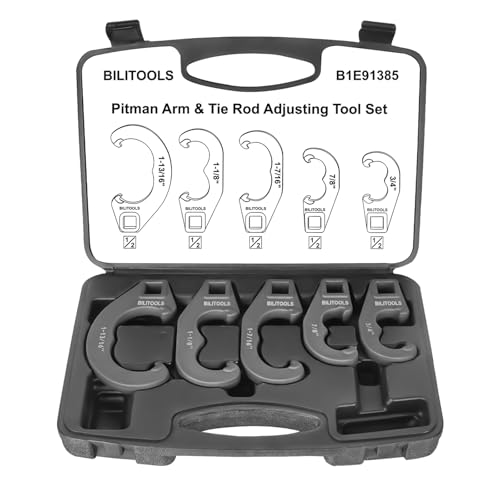 BILITOOLS 5PCS Tie Rod Adjusting Tool Set for Steering Linkage Systems | Sleeve & Pitman Arm Alignment Wrench Kit, Compatible with Ford, Chevy, Ram, Jeep, Older Trucks & SUVs