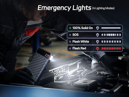 Pelsee 6000A Jump Starter with Air Compressor, Up to 10L Gas/8L Diesel Car Jump Box with 45W Fast Charge, Smart Tire Inflator & 800LM LED Light
