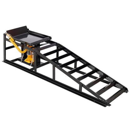 2 Pack Car Ramps, Hydraulic High Lift Service Vehicle Ramps, Heavy Duty Steel Portable Car Ramps with Pedal and Support Jack 5 Ton Low Profile Hydraulic Car Ramps for DIY Auto Beauty,Black - color: Black