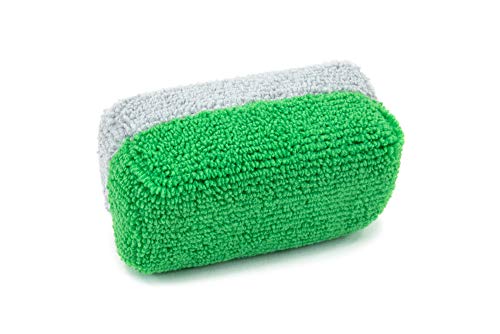 Autofiber Mini [Saver Applicator Terry] Ceramic Coating Applicator Sponge | 12 Pack | with Plastic Barrier to Reduce Product Waste. (Green/Gray) - color: Green/Gray