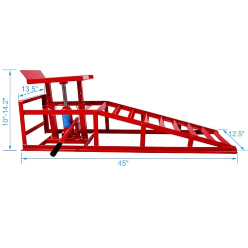 Auto Car Truck Service Ramps Lifts, 5 Ton Low Profile Hydraulic Car Ramps, Heavy Duty Hydraulic Vehicle Ramps Lift Ramp, Portable Car Ramps for Home Garage, Vehicle Auto Garage Repair,Red - color: Red