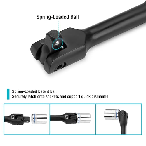 DURATECH 3PCS Breaker Bar Set with Upgrade Black Phosphate Coating | 1/4", 3/8", 1/2" Drive, 180°Rotatable Head, 6", 10”, 15" Length, Premium Chrome Alloy Made, Automotive Repair - color: Black