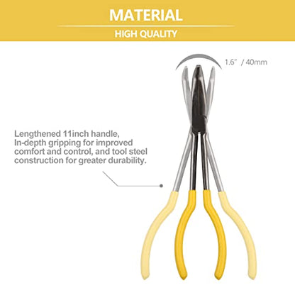 Long Reach Long Nose Pliers, 11" 90 Degree Bent Nose Pliers for Mechanics, Technicians or Home Repairing - size: 90 Degree Bent Nose