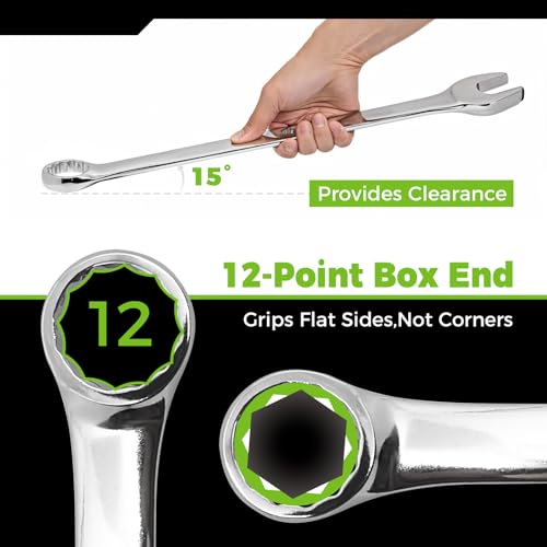 Der Erwachte Combination Wrench Set,SAE & Metric,30-Piece, 1/4'' to 1'' & 8-22mm,CR-V Steel,with Rolling Pouch - size: 30 Piece (Metric+Sae)