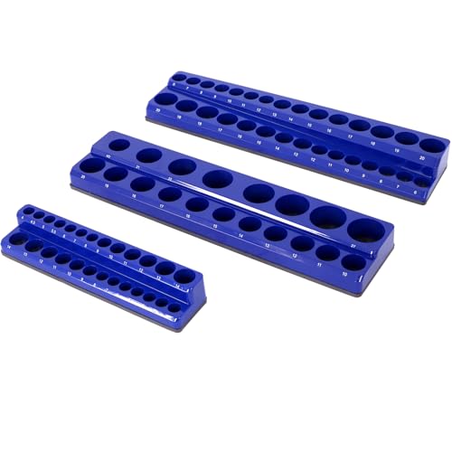 Magnetic Socket Organizer Set, 6-Piece Magnetic Socket Organizer Set, 6PCS Socket Holder, 1/4", 3/8", 1/2" Drive Metric SAE Socket Trays Holds 141 Pieces Magnetic Sockets Trays - color: A