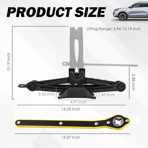 Heavy Duty Scissor Jack for Car,Portable Scissor Car Jack Kit with 1.5T (3307lbs) Capacity & Ratchet Handle,Essential Cars Tire Changing Kit as Cars Emergency Kits