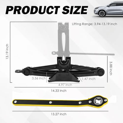 Heavy Duty Scissor Jack for Car,Portable Scissor Car Jack Kit with 1.5T (3307lbs) Capacity & Ratchet Handle,Essential Cars Tire Changing Kit as Cars Emergency Kits