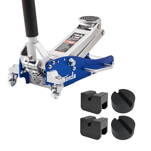 TONDA Floor Jack, Low Profile 2 Ton Hydraulic Aluminum and Jack Pads 2 Pack and Jack Stand Pads 2 Pack