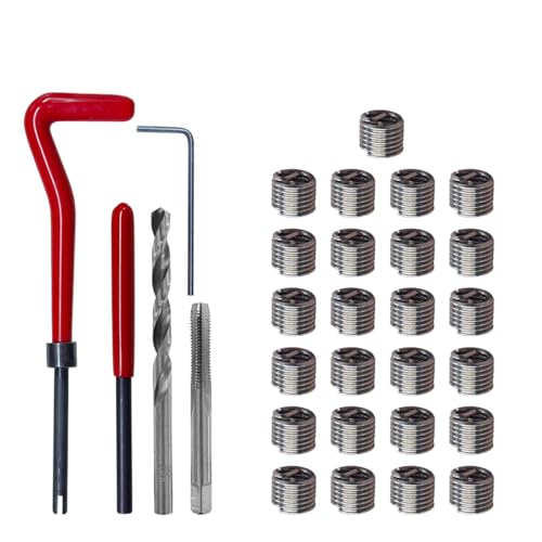 BDZMC 30PCS M6 Thread Repair Insert Kit, Metric Helicoil Kit (M6 x 1.0) | M6 x 1.0mm Thread Repair Kit Compatible Hand Tool Set, Stainless Steel Helicoil Insert Set for Car Repairing - size: M6 x 1.0