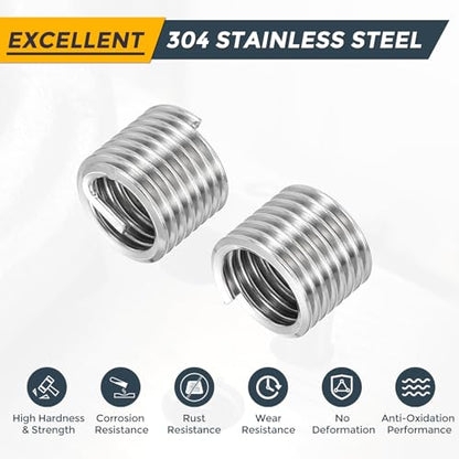 HARFINGTON 20pcs Wire Thread Repair Inserts M10 x 1.5 x 1.5D (15mm) Metric 304H Stainless Steel Helical Coiled Wire Screw Threaded Sleeve Sheath for Automotive Repairs - size: M10 x 1.5 x 1.5D