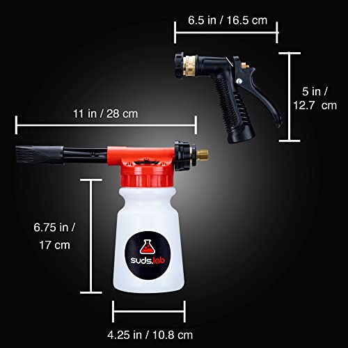 Suds Lab F3 Car Cleaning Foam Gun, Adjustable Foam Nozzle, Connect to Any Garden Hose, Clean Dirt and Dust, Home Car Washing
