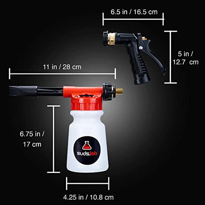 Suds Lab F3 Car Cleaning Foam Gun, Adjustable Foam Nozzle, Connect to Any Garden Hose, Clean Dirt and Dust, Home Car Washing