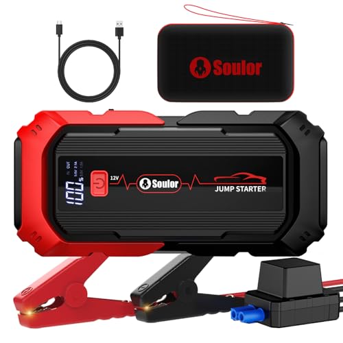 Jump Starter Battery Jumper Starter Portable Car Battery Jump Starter for Up tp All Gas & 12L Diesel, 12V 6000A Portable Jump Box with 3 Modes Flashlight and Jumper Cable | 12V Portable Car Battery Jumper Box With 3 Modes Flashlight And Jumper Cable - col