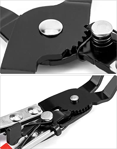QWORK Hose Clamp Pliers Set, 2-Piece Auto Locking Clamps, Flat & 45 Angled Belt Hose Repair Tool