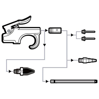 Air Blow Gun Accessory Kit with 5 Interchangeable Nozzles - 7 Pieces Air Compressor Tools Kit