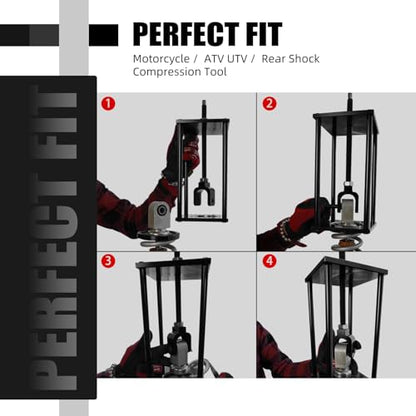 NICECNC Black Motorcycle ATV Rear Shock Spring Compressor Tool Universal Tenere 700,klr650,Compatible with Honda,Compatible with Suzuki,Compatible with BMW S1000RR,Shock Spring Compressor Kit