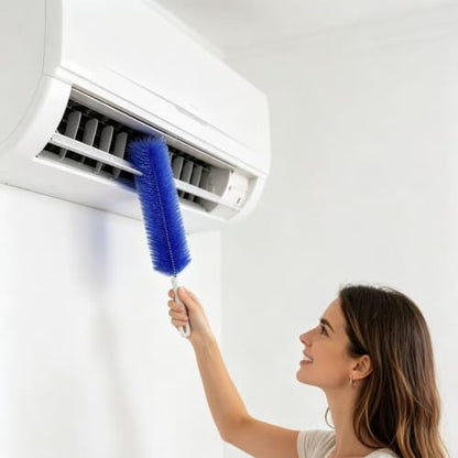 Bendable Microfiber Duster Head, Fan Cleaning Brush & Fan Brush Cleaner for Electric Fans, Air Vents, Blinds, Curtains, Home & Car Dust Removal (Blue) - color: Blue