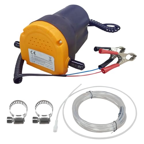 Oil Change Pump Extractor, 12V 60W Fluid Transfer Pump, Oil/Diesel Pump Extractor with Hose, Scavenge Suction Transfer Pump Changer for Car, Truck, Boat, Motorcycle, RV, ATV (Yellow) - color: Yellow