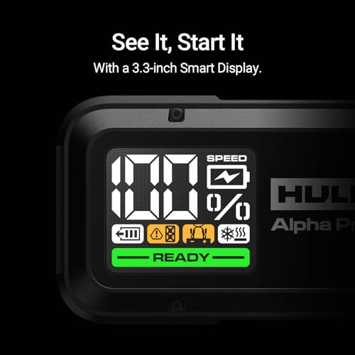 Hulkman Alpha Pro 1750A Jump Starter, 59.2Wh High-Capacity Car Battery Jump Starter, PD65W Fast Charging in & Out, 3.3" Smart Display Jump Box, 12V Jump Pack for 8.0L Gas/5.0L Diesel, Solid Black - style: 1750A · Up to 8.0L Gas