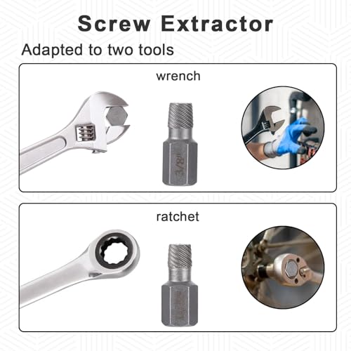 10Pcs Easy Out Screw Extractor Set,Broken Head Bolt Screw Cap Extractor,Hex Broken Bolt Extractor Kit,Broken Head Screw Hexagon Socket Bolt Removal Tool,Hex Head Bolt Remover Kit,Father's Day Gifts - color: Sliver