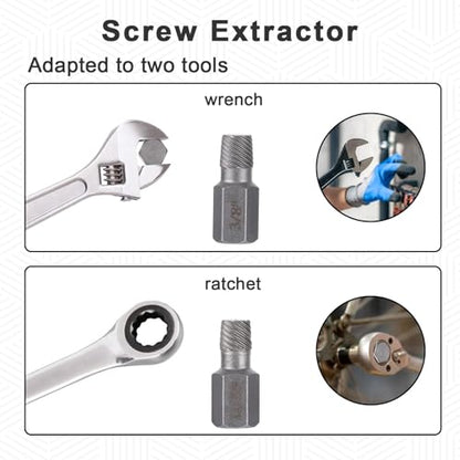 10Pcs Easy Out Screw Extractor Set,Broken Head Bolt Screw Cap Extractor,Hex Broken Bolt Extractor Kit,Broken Head Screw Hexagon Socket Bolt Removal Tool,Hex Head Bolt Remover Kit,Father's Day Gifts - color: Sliver