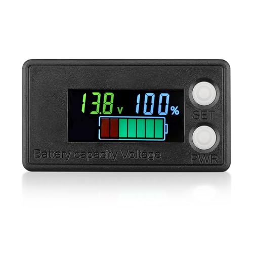 DROK Waterproof Battery Monitor 12V 24V 36V 48V 72V Battery Meter 8-100V, Capacity Tester LCD Display Color Screen Backlight, Fit for Car Golf Cart RV Marine - color: Multicolored