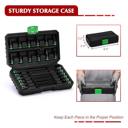 EMENTOL 24PCS 3/8" Drive Impact Torx Bit Socket Set, Extra Long Star Bit Sockets, T10-T60, Cr-V and S2 Alloy Steel - size: Torx Bit T10-T60