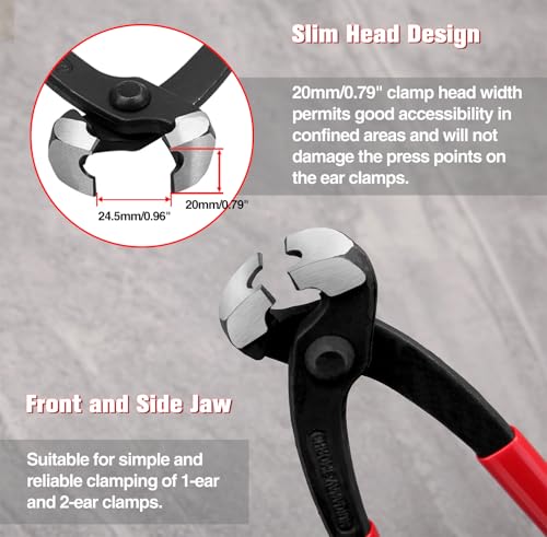 SPEEDWOX 9 Inches Ear Clamp Pliers Front and Side Jaw Pinch Clamp Pliers Ear Clamp Pincers Crimping Tool Ear Hose Clamps Tool Clamp Pincer Clamp Crimping Tool Nail Puller