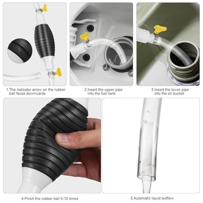 TEHAUX Manual Gasoline Siphon Pump Kit with Check Valve Portable Hand Pump for Oil and Gasoline Transfer Easy to Use for Automotive and Garage Use