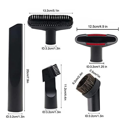 Vacuum Attachments, 1 1/4" Vacuum Cleaning Tools Kit for Shop Vac Accessories with 32mm/ 1.25" Extension Wands, Vacuum Hose Adapter and Crevice Tool, 8 Pack
