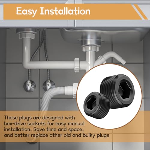 29PCS 5 Size Pipe Plug Fitting Assortment Kit, Black Carbon Steel 1/8" 1/4" 3/8" 1/2" 3/4" NPT Plug DD032-29 - size: 29PCS