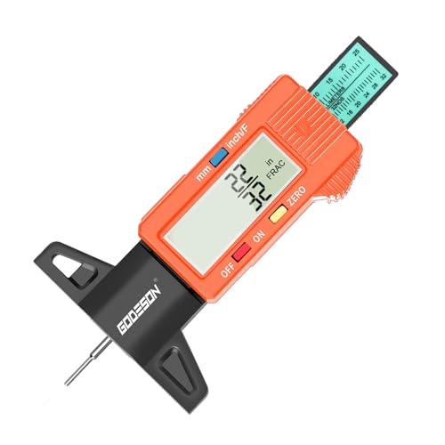 Godeson Digital Tread Gauge with 3 Modes - Fractional Inch, Color-Coded Bar - Suitable for All Vehicle Tires - Orange - color: Orange
