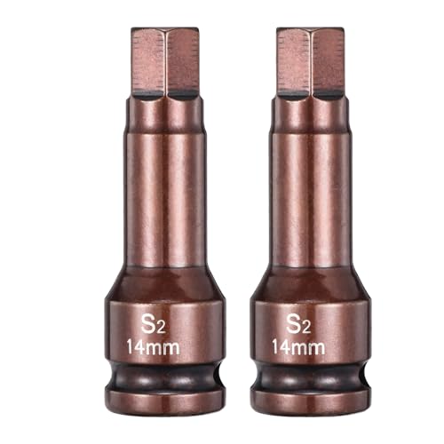 HARFINGTON 2pcs Impact Hex Bit Socket 1/2" Drive 14H (14mm) Hex Bits 3" Length S2 Steel Metric Impact Wrench Socket Adapter Tool for Automotive Repair Industrial Construction and Home DIY - size: H14 x 1/2" x 3"