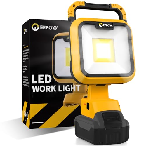 EEFOW Work Light for Dewalt Battery: Portable 2 COB Lamp 6400Lumen Bright - 64W LED Lighting for Dewalt 18V 20V Max Battery Operated Worklight for Outdoor Construction (No Batteries) - size: SQUAJ1