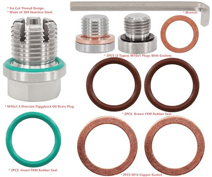 M16.1-1.5 x 15mm Oversize Oil Drain Plug, Stainless Steel Self Tapping Oil Pan Thread Repair Kit - size: M16.1x1.5