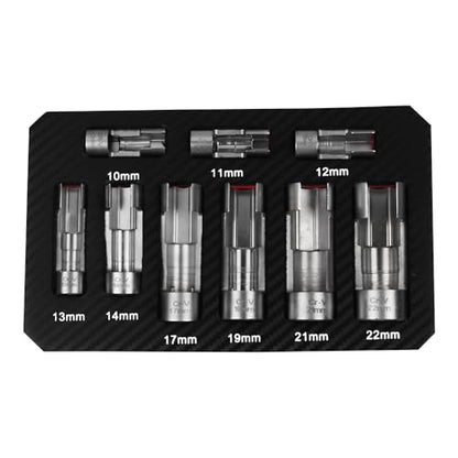 RULLINE 3/8" 1/2" Diesel Injector Fuel Line Socket Wrench Set 10-22mm for Thermo Switches, Fastener on Bent Pipes, EGT Sensor, ect.