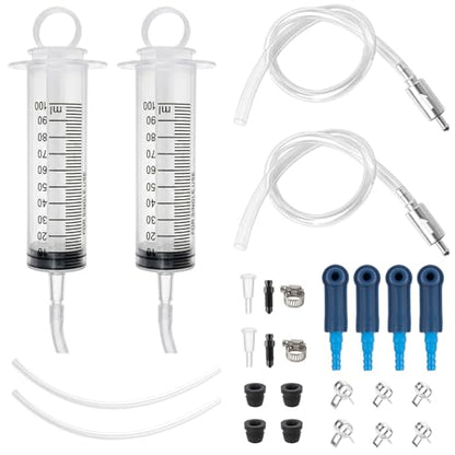 4-Pack Brake Bleeder Hose Kits with One-Way Check Valves | Includes 100 mL Fluid Extractor Pumps and 50 cm Hoses for Cars, Motorcycles, Clutches and Hydraulic Brake Systems