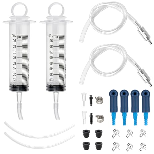 4-Pack Brake Bleeder Hose Kits with One-Way Check Valves | Includes 100 mL Fluid Extractor Pumps and 50 cm Hoses for Cars, Motorcycles, Clutches and Hydraulic Brake Systems