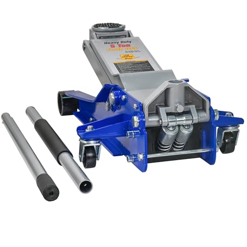 3-Ton Floor Jack Racing Dual-Piston Pump 6600lb Capacity 3.1-18.7in Lift Aluminum Steel Black+Silver - color: Black+Silver_1