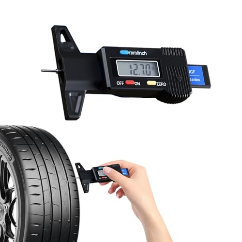 Tire Tread Depth Gauge, Tire Depth Gauge Tool, Digital LCD Display Tread Checker with Inch and MM Conversion, Car Accessories Analog Tire Pressure Gauges Universal for Car Motorcycle Truck SUV
